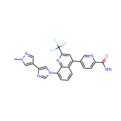 Cn1cc(-c2cn(-c3cccc4c(-c5ccc(C(N)=O)nc5)cc(C(F)(F)F)nc34)cn2)cn1 ZINC000145526528