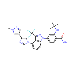 Cn1cc(-c2cn(-c3cccc4c3c(C(F)(F)F)nn4-c3ccc(C(N)=O)c(NC(C)(C)C)c3)cn2)cn1 ZINC000200920803