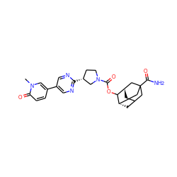 Cn1cc(-c2cnc([C@@H]3CCN(C(=O)OC4[C@H]5CC6C[C@H]4CC(C(N)=O)(C6)C5)C3)nc2)ccc1=O ZINC000147398086