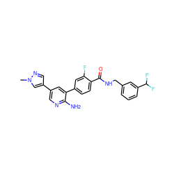 Cn1cc(-c2cnc(N)c(-c3ccc(C(=O)NCc4cccc(C(F)F)c4)c(F)c3)c2)cn1 ZINC001772611018