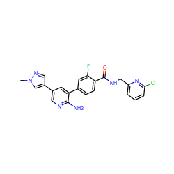 Cn1cc(-c2cnc(N)c(-c3ccc(C(=O)NCc4cccc(Cl)n4)c(F)c3)c2)cn1 ZINC001772616235