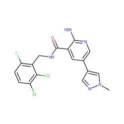 Cn1cc(-c2cnc(N)c(C(=O)NCc3c(F)ccc(Cl)c3Cl)c2)cn1 ZINC000084688350