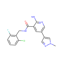 Cn1cc(-c2cnc(N)c(C(=O)NCc3c(F)cccc3Cl)c2)cn1 ZINC000084689852