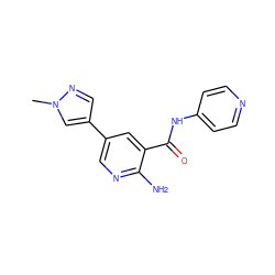 Cn1cc(-c2cnc(N)c(C(=O)Nc3ccncc3)c2)cn1 ZINC000149937234