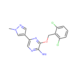 Cn1cc(-c2cnc(N)c(OCc3c(Cl)cccc3Cl)n2)cn1 ZINC000049050351