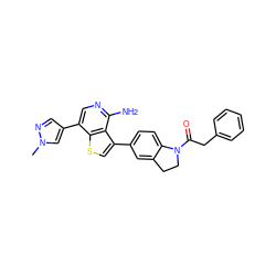 Cn1cc(-c2cnc(N)c3c(-c4ccc5c(c4)CCN5C(=O)Cc4ccccc4)csc23)cn1 ZINC000095554251