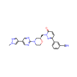 Cn1cc(-c2cnc(N3CCO[C@H](Cn4nc(-c5cccc(C#N)c5)ccc4=O)C3)nc2)cn1 ZINC000299818865