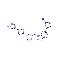 Cn1cc(-c2cnc(N3CCO[C@H](Cn4nnc5ncc(-c6cccc(C#N)c6)nc54)C3)nc2)cn1 ZINC001772614921