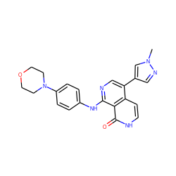 Cn1cc(-c2cnc(Nc3ccc(N4CCOCC4)cc3)c3c(=O)[nH]ccc23)cn1 ZINC000096174444