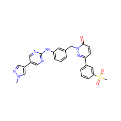 Cn1cc(-c2cnc(Nc3cccc(Cn4nc(-c5cccc(S(C)(=O)=O)c5)ccc4=O)c3)nc2)cn1 ZINC000653695801