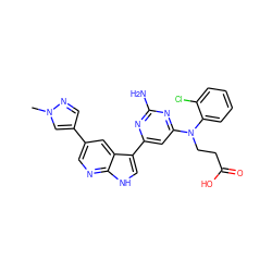 Cn1cc(-c2cnc3[nH]cc(-c4cc(N(CCC(=O)O)c5ccccc5Cl)nc(N)n4)c3c2)cn1 ZINC000169700764