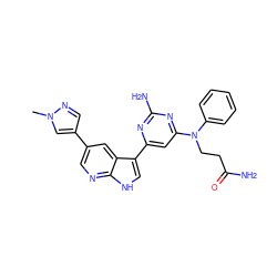 Cn1cc(-c2cnc3[nH]cc(-c4cc(N(CCC(N)=O)c5ccccc5)nc(N)n4)c3c2)cn1 ZINC000169700774