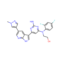 Cn1cc(-c2cnc3[nH]cc(-c4cc(N(CCO)c5ccc(F)cc5F)nc(N)n4)c3c2)cn1 ZINC000169700766