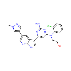 Cn1cc(-c2cnc3[nH]cc(-c4cc(N(CCO)c5ccccc5Cl)nc(N)n4)c3c2)cn1 ZINC000169700755