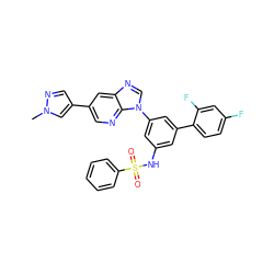 Cn1cc(-c2cnc3c(c2)ncn3-c2cc(NS(=O)(=O)c3ccccc3)cc(-c3ccc(F)cc3F)c2)cn1 ZINC000145673634