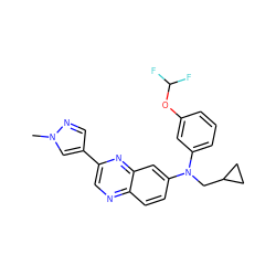 Cn1cc(-c2cnc3ccc(N(CC4CC4)c4cccc(OC(F)F)c4)cc3n2)cn1 ZINC000204167331