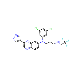 Cn1cc(-c2cnc3ccc(N(CCCNCC(F)(F)F)c4cc(Cl)cc(Cl)c4)cc3n2)cn1 ZINC000219369857