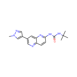 Cn1cc(-c2cnc3ccc(NC(=O)NC(C)(C)C)nc3c2)cn1 ZINC000117568807