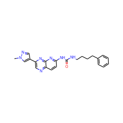 Cn1cc(-c2cnc3ccc(NC(=O)NCCCCc4ccccc4)nc3n2)cn1 ZINC000169704081