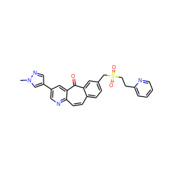 Cn1cc(-c2cnc3ccc4ccc(CS(=O)(=O)CCc5ccccn5)cc4c(=O)c3c2)cn1 ZINC000095584862