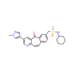 Cn1cc(-c2cnc3ccc4ccc(CS(=O)(=O)NC5CCCCC5)cc4c(=O)c3c2)cn1 ZINC000095584109