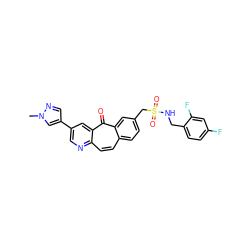 Cn1cc(-c2cnc3ccc4ccc(CS(=O)(=O)NCc5ccc(F)cc5F)cc4c(=O)c3c2)cn1 ZINC000095584729