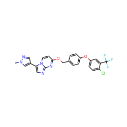 Cn1cc(-c2cnc3nc(OCc4ccc(Oc5ccc(Cl)c(C(F)(F)F)c5)cc4)ccn23)cn1 ZINC000473153719