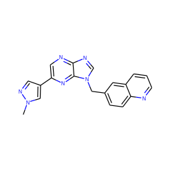 Cn1cc(-c2cnc3ncn(Cc4ccc5ncccc5c4)c3n2)cn1 ZINC000222105826