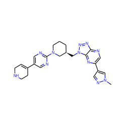 Cn1cc(-c2cnc3nnn(C[C@@H]4CCCN(c5ncc(C6=CCNCC6)cn5)C4)c3n2)cn1 ZINC000210738436