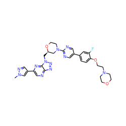 Cn1cc(-c2cnc3nnn(C[C@@H]4CN(c5ncc(-c6ccc(OCCN7CCOCC7)c(F)c6)cn5)CCO4)c3n2)cn1 ZINC001772626133