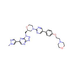 Cn1cc(-c2cnc3nnn(C[C@@H]4CN(c5ncc(-c6ccc(OCCN7CCOCC7)cc6)cn5)CCO4)c3n2)cn1 ZINC000210695875