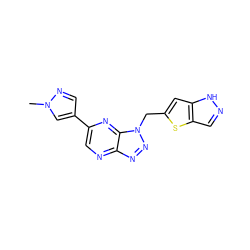 Cn1cc(-c2cnc3nnn(Cc4cc5[nH]ncc5s4)c3n2)cn1 ZINC000144838608