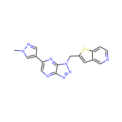 Cn1cc(-c2cnc3nnn(Cc4cc5cnccc5s4)c3n2)cn1 ZINC000149916261