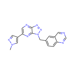 Cn1cc(-c2cnc3nnn(Cc4ccc5ncncc5c4)c3n2)cn1 ZINC000095554232