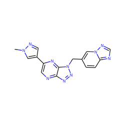 Cn1cc(-c2cnc3nnn(Cc4ccc5ncnn5c4)c3n2)cn1 ZINC000149826075