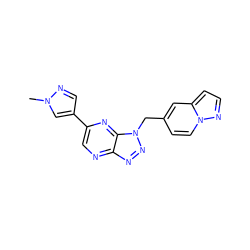 Cn1cc(-c2cnc3nnn(Cc4ccn5nccc5c4)c3n2)cn1 ZINC000144233130