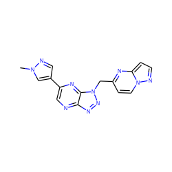 Cn1cc(-c2cnc3nnn(Cc4ccn5nccc5n4)c3n2)cn1 ZINC000149929298