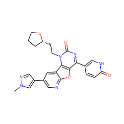 Cn1cc(-c2cnc3oc4c(-c5ccc(=O)[nH]c5)nc(=O)n(CC[C@@H]5CCCO5)c4c3c2)cn1 ZINC000103131395