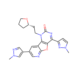 Cn1cc(-c2cnc3oc4c(-c5ccn(C)n5)nc(=O)n(CC[C@@H]5CCCO5)c4c3c2)cn1 ZINC000096907421