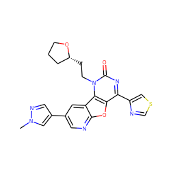 Cn1cc(-c2cnc3oc4c(-c5cscn5)nc(=O)n(CC[C@@H]5CCCO5)c4c3c2)cn1 ZINC000096907419