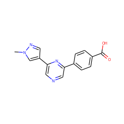 Cn1cc(-c2cncc(-c3ccc(C(=O)O)cc3)n2)cn1 ZINC000299819226