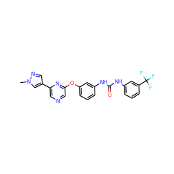 Cn1cc(-c2cncc(Oc3cccc(NC(=O)Nc4cccc(C(F)(F)F)c4)c3)n2)cn1 ZINC000473083740