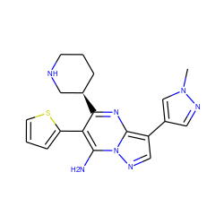 Cn1cc(-c2cnn3c(N)c(-c4cccs4)c([C@@H]4CCCNC4)nc23)cn1 ZINC000060327802