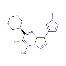 Cn1cc(-c2cnn3c(N)c(Br)c([C@@H]4CCCNC4)nc23)cn1 ZINC000060328032