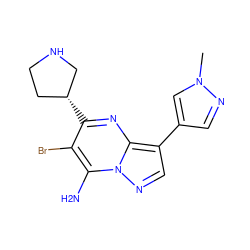 Cn1cc(-c2cnn3c(N)c(Br)c([C@@H]4CCNC4)nc23)cn1 ZINC000066260155