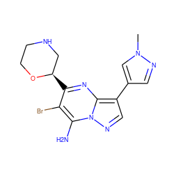 Cn1cc(-c2cnn3c(N)c(Br)c([C@@H]4CNCCO4)nc23)cn1 ZINC000060329715