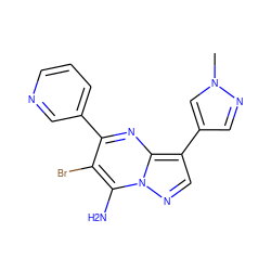 Cn1cc(-c2cnn3c(N)c(Br)c(-c4cccnc4)nc23)cn1 ZINC000066100799