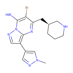 Cn1cc(-c2cnn3c(N)c(Br)c(C[C@@H]4CCCNC4)nc23)cn1 ZINC000066111831