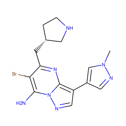 Cn1cc(-c2cnn3c(N)c(Br)c(C[C@@H]4CCNC4)nc23)cn1 ZINC000066111829