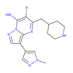 Cn1cc(-c2cnn3c(N)c(Br)c(CC4CCNCC4)nc23)cn1 ZINC000066111828